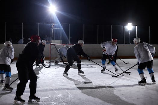 hockey game in a packed arena
