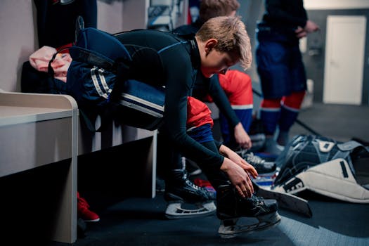 young athletes practicing hockey