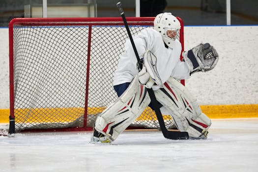 hockey player scoring a goal