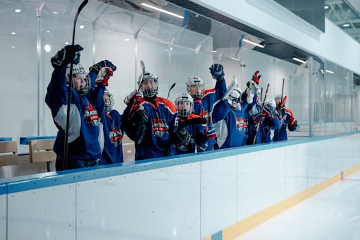 hockey players celebrating a victory