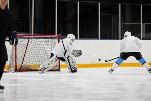 hockey player executing a saucer pass