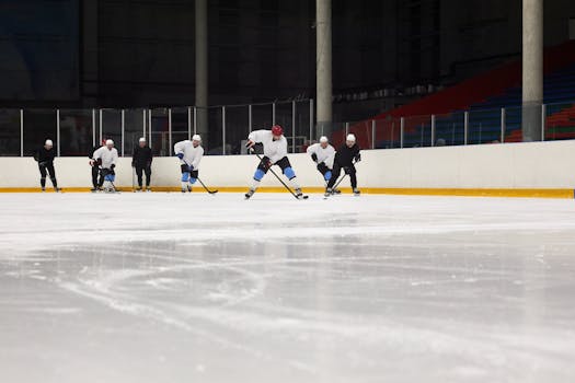 hockey players practicing passing drills