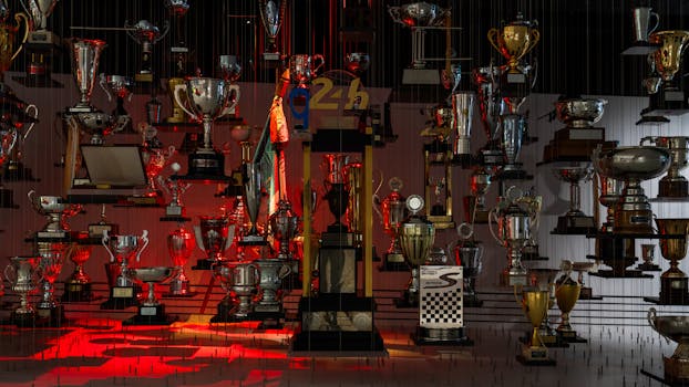 hockey trophies on display